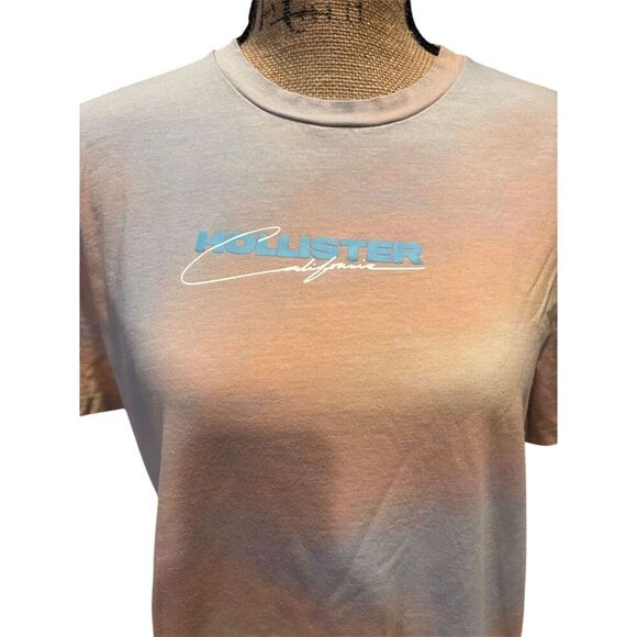 Hollister Women's Ombré Orange Crew Neck T-Shirt Size L Casual - Picture 2 of 8